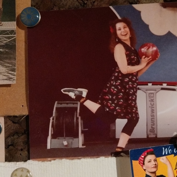 🍒 Cherry print pinup style halter dress - Picture 1 of 2